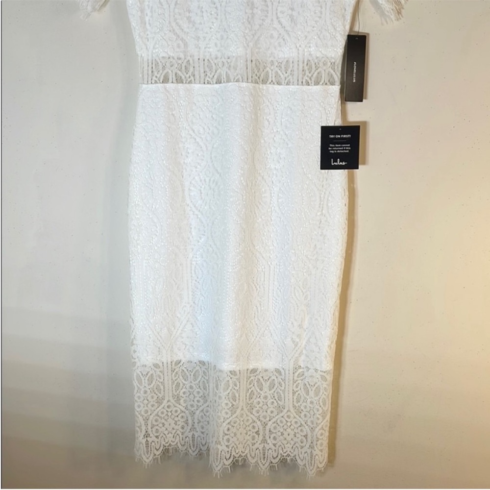 Lulu's Remarkable White Lace Midi Dress. Medium. NWT. - Picture 11 of 15